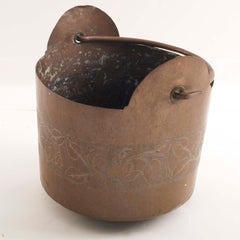 Late 18th Century Art Nouveau Tuscany Copper Bucket Embossed and Hand Engraved