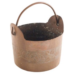 Antique Late 18th Century Art Nouveau Tuscany Copper Bucket Embossed and Hand Engraved