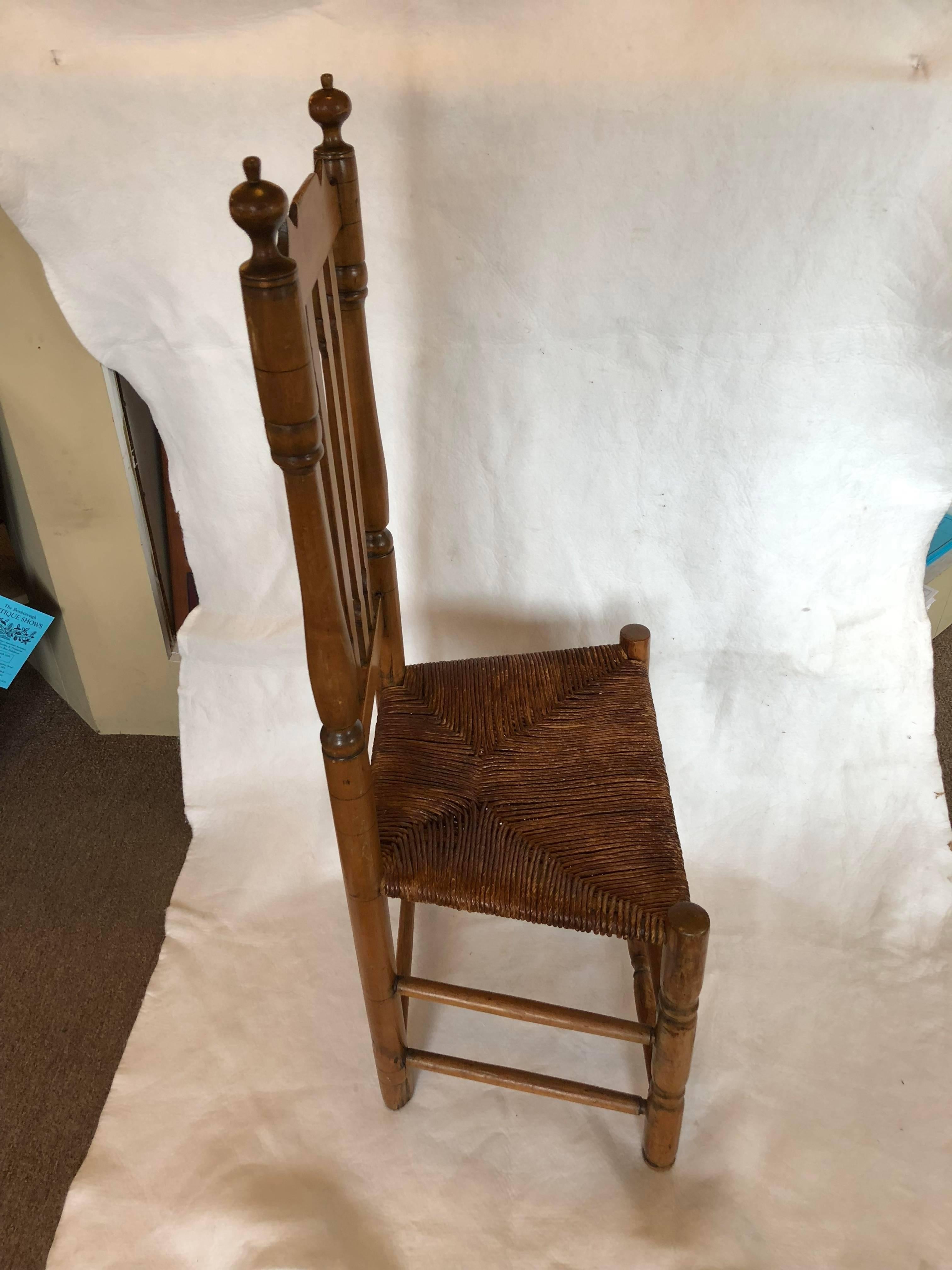 Late 18th century banister back chair, New England. Refinished, paper cord seat.