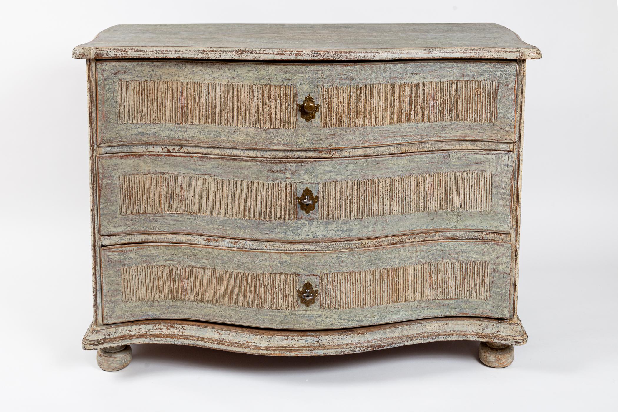 German Late 18th Century Baroque Painted Chest Of Drawers For Sale