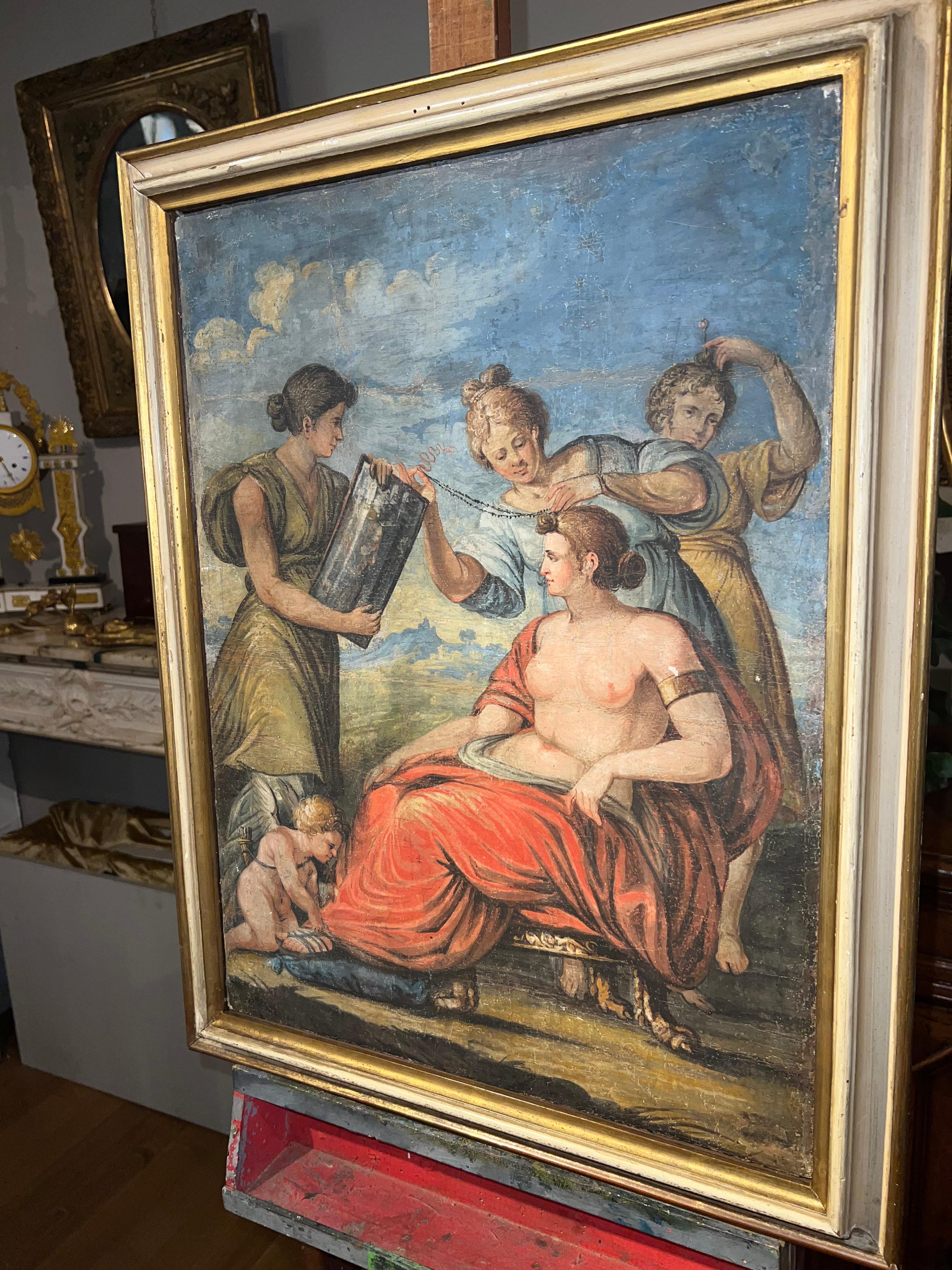 Late 18th Century, Bath of Venus, Tempera on Canvas For Sale 1