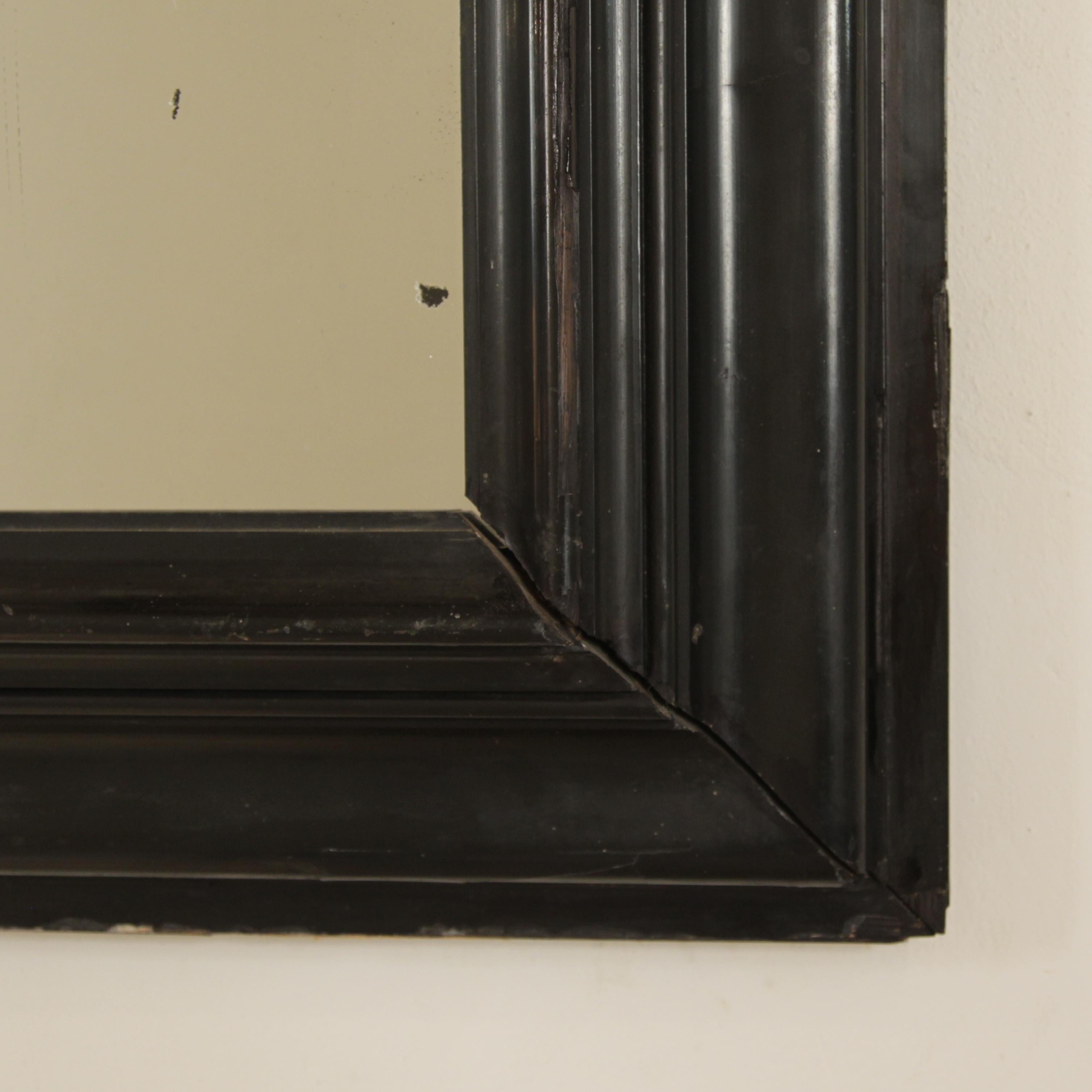 Late 18th Century Big Ebonized Black Baroque Mirror with original Mercury Glass 3