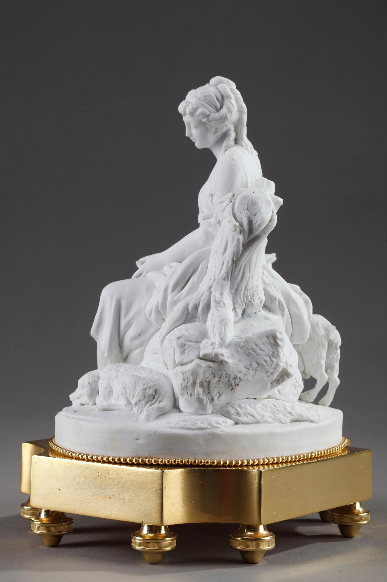 Late 18th Century Bisque Porcelain Figural Group, Young Woman with Goat 3