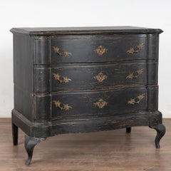 Late 18th Century Black Chest of Three Drawers