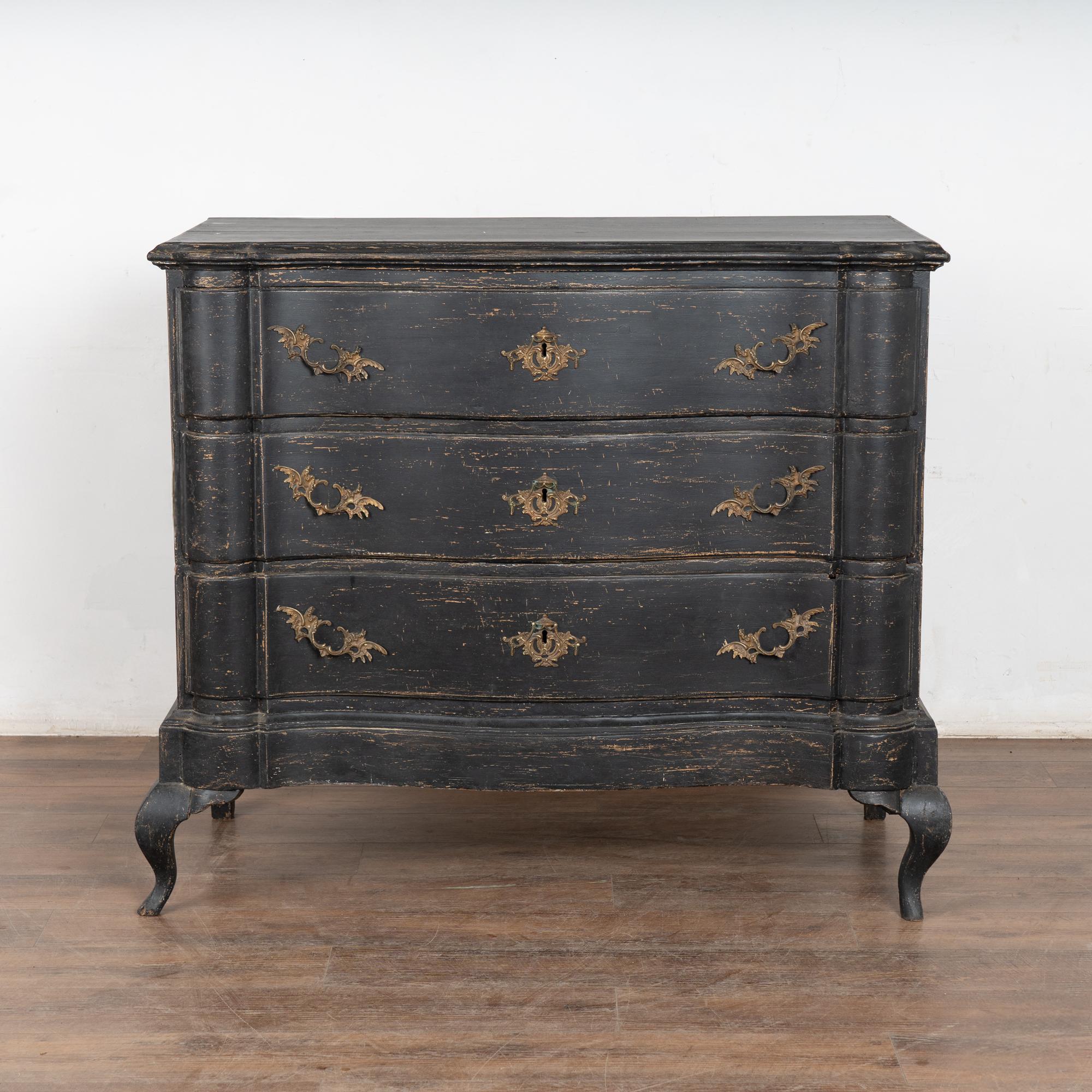 Danish Late 18th Century Black Chest of Three Drawers For Sale