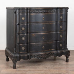 Cómoda de cinco cajones de roble rococó negro de finales del siglo XVIII, Dinamarca