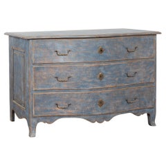 Late 18th Century Blue Painted Chest of Three Drawers, Sweden