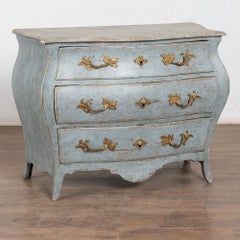 Late 18th Century Blue Swedish Bombay Chest of Three Drawers