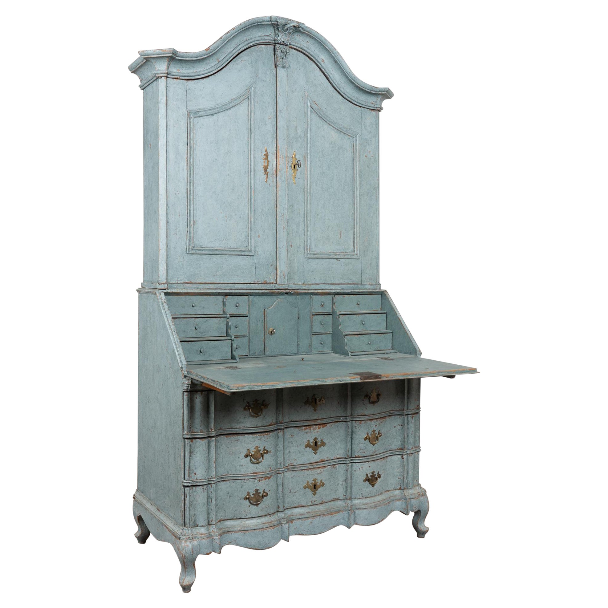 Late 18th Century Blue Swedish Oak Secretary Bureau