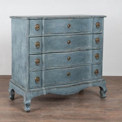 Late 18th Century Blue Swedish Rococo Chest of Four Drawers
