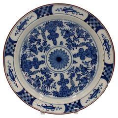 Antique Late 18th Century Blue 
White Delft Charger