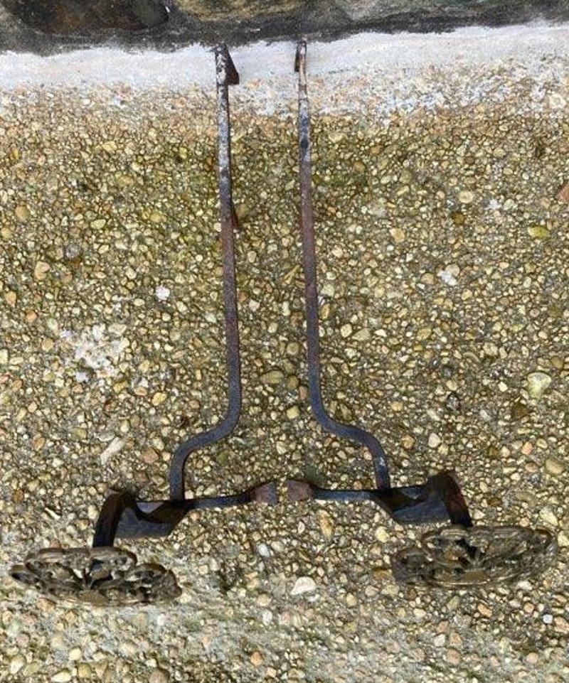 Late 18th Century Bronze & Wrought Iron Hand Forged Andirons For Sale 3
