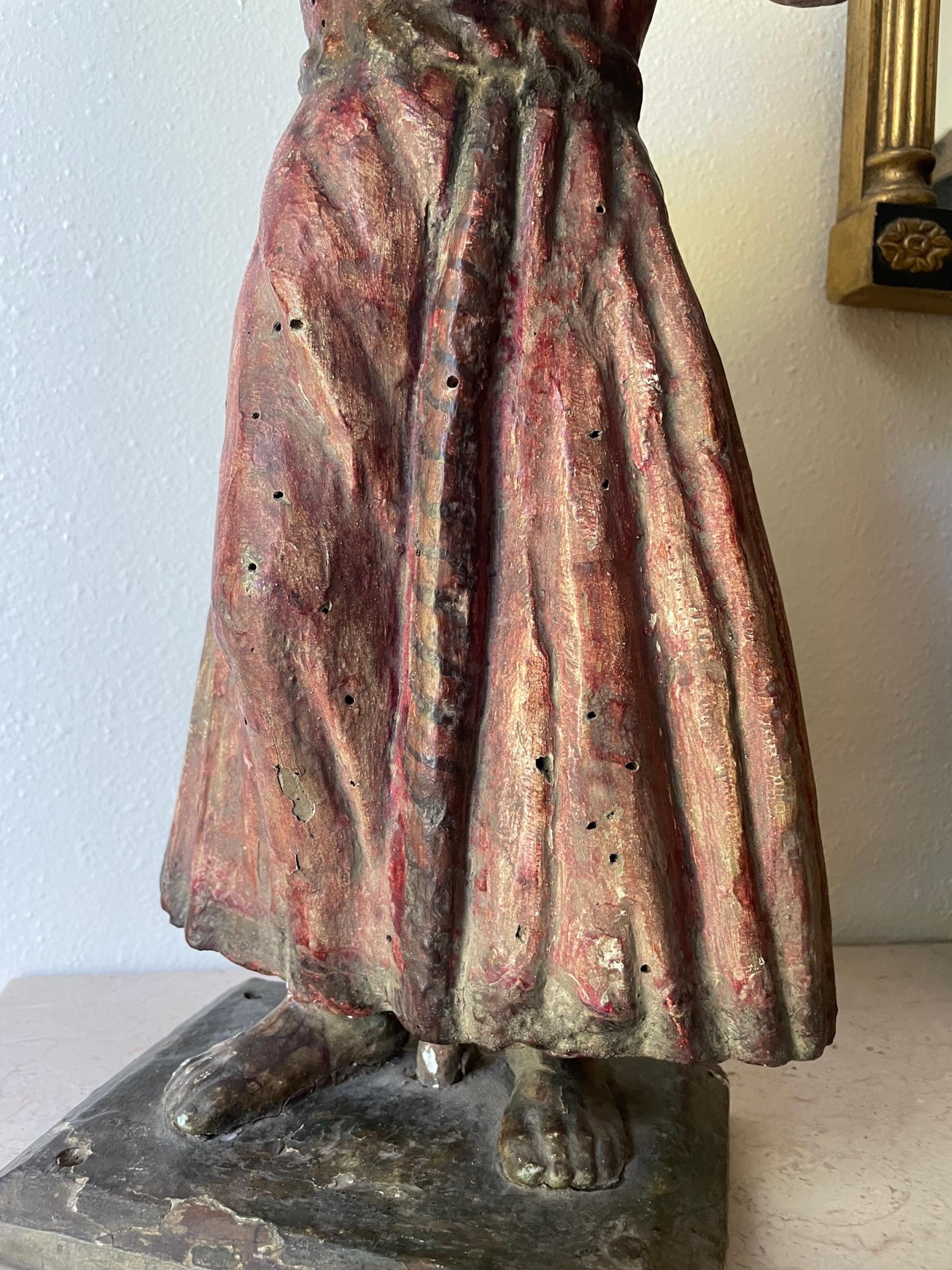 Late 18th Century Carved and Polychrome Italian Santo Statue 1