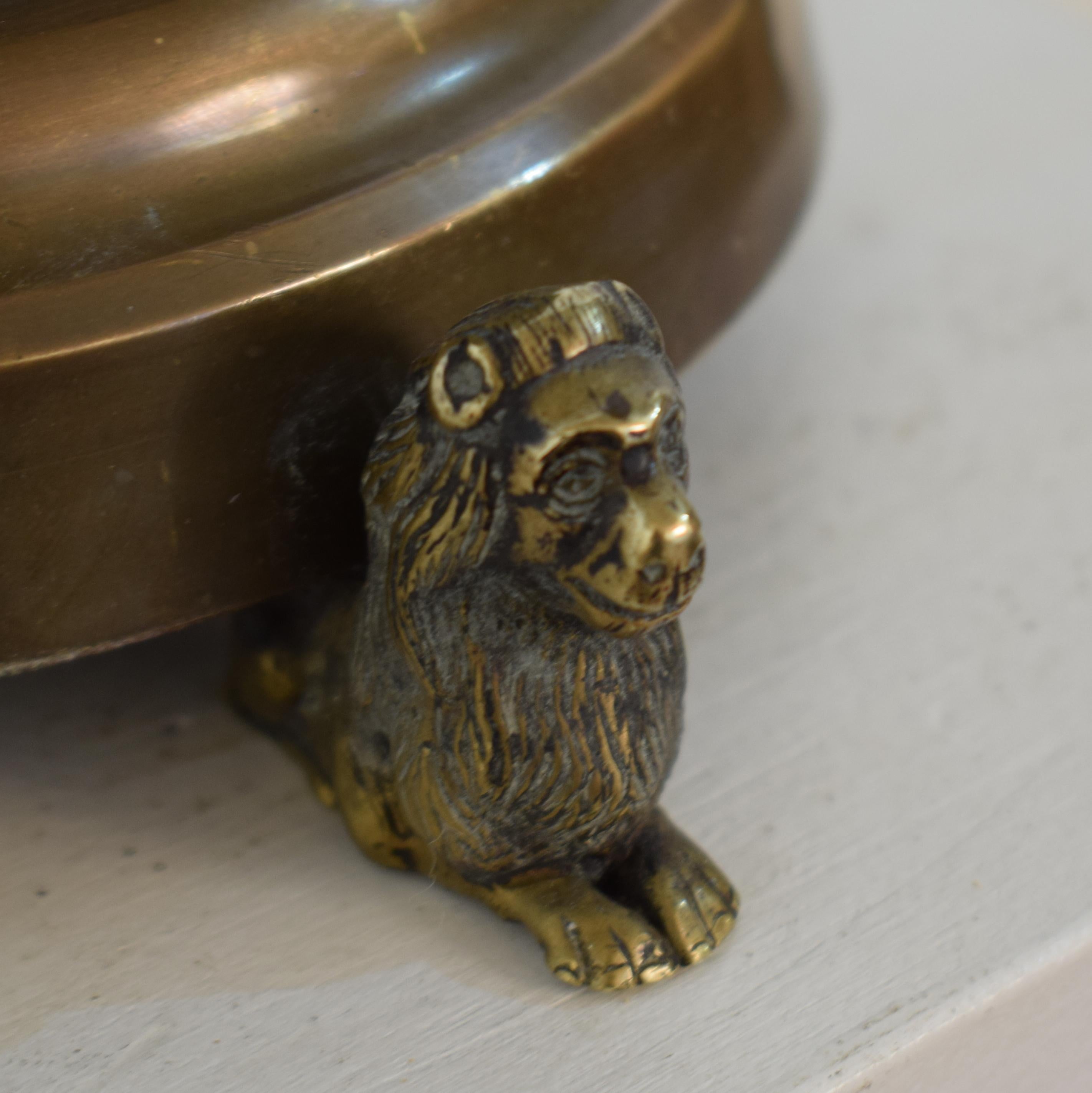 Late 18th Century Carved Faun with a Crystal Stone and a Brass Base with Lions 9