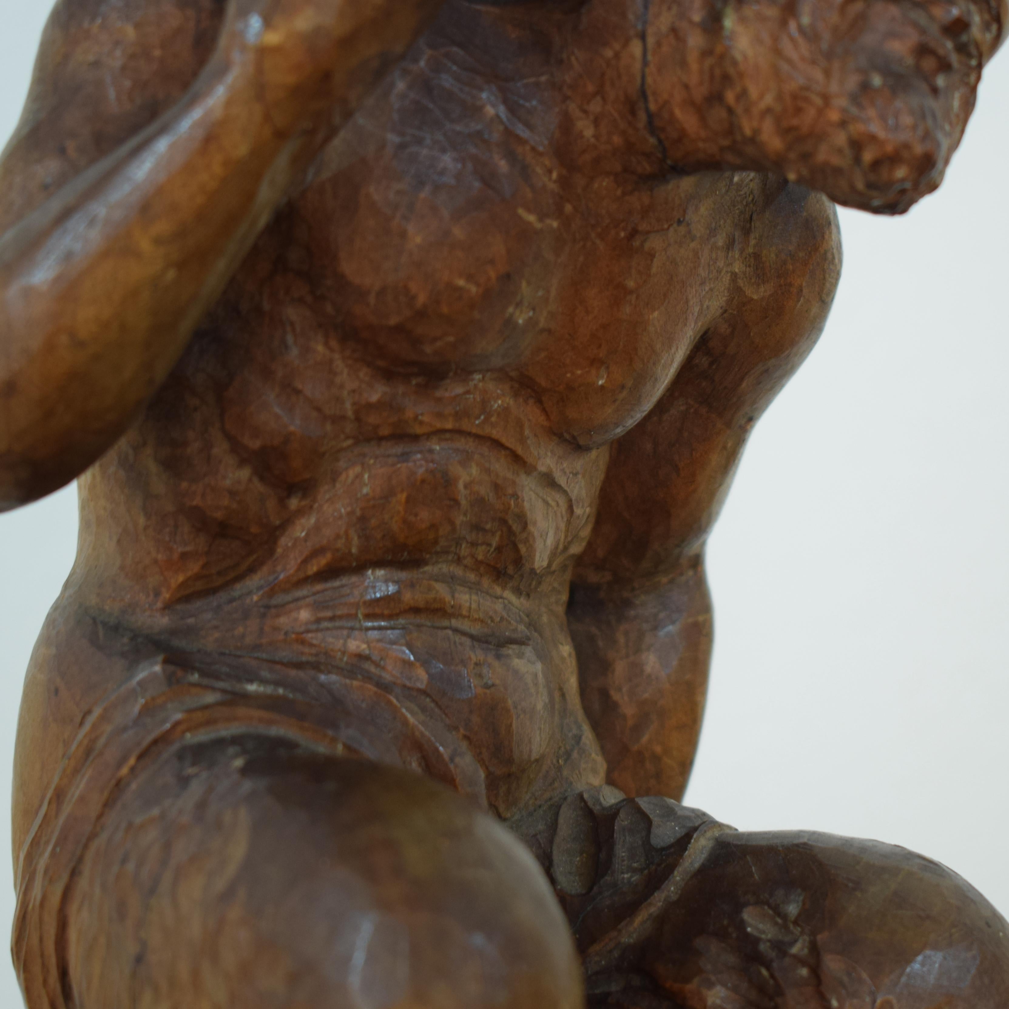 Late 18th Century Carved Faun with a Crystal Stone and a Brass Base with Lions 13