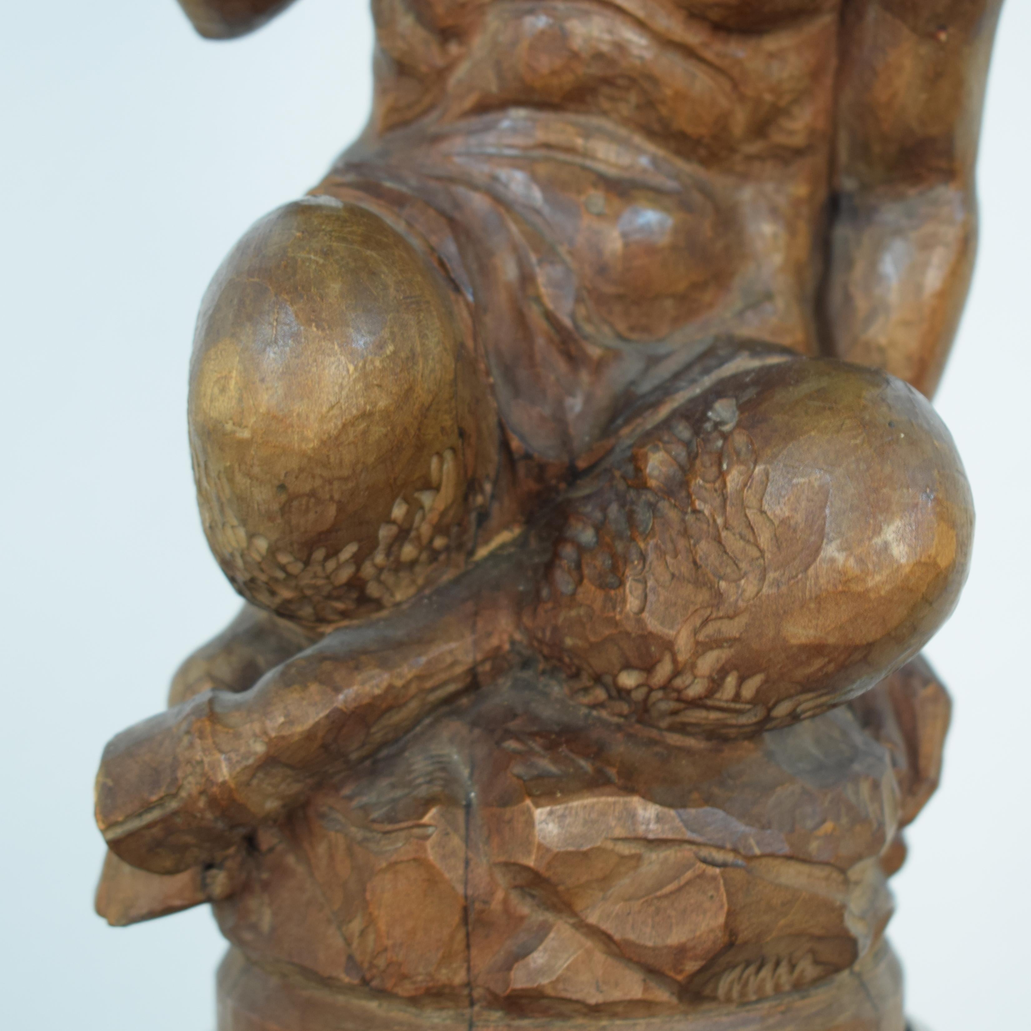 Late 18th Century Carved Faun with a Crystal Stone and a Brass Base with Lions 1