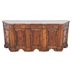 Late 18th Century Carved Italian Baroque Style Walnut Credenza Scantonata