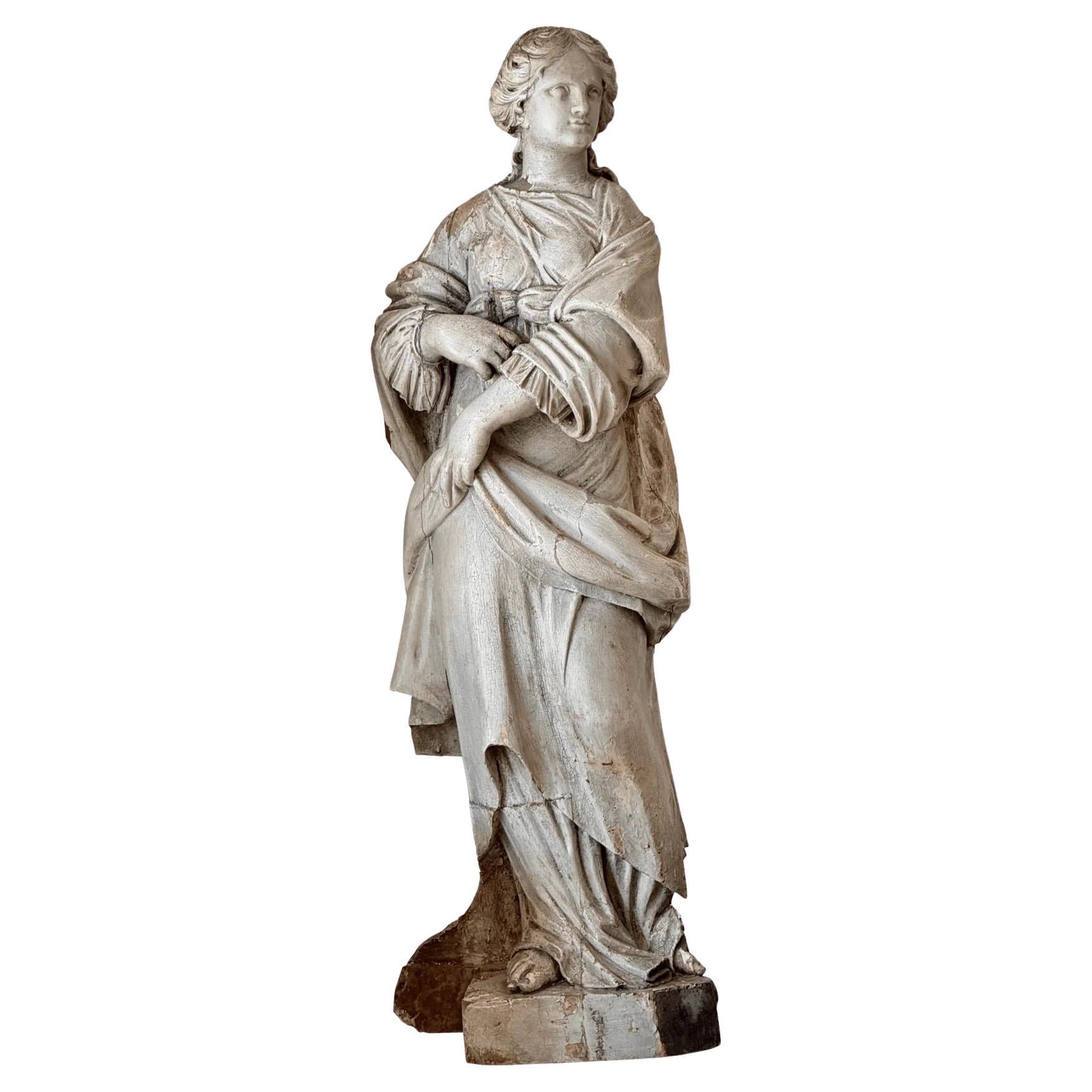 Geschnitzte Heiligenstatue aus dem späten 18. Jahrhundert, Französisch