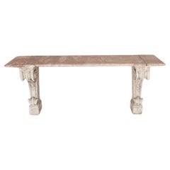 Late 18th Century Carved Stone and Marble Console Table