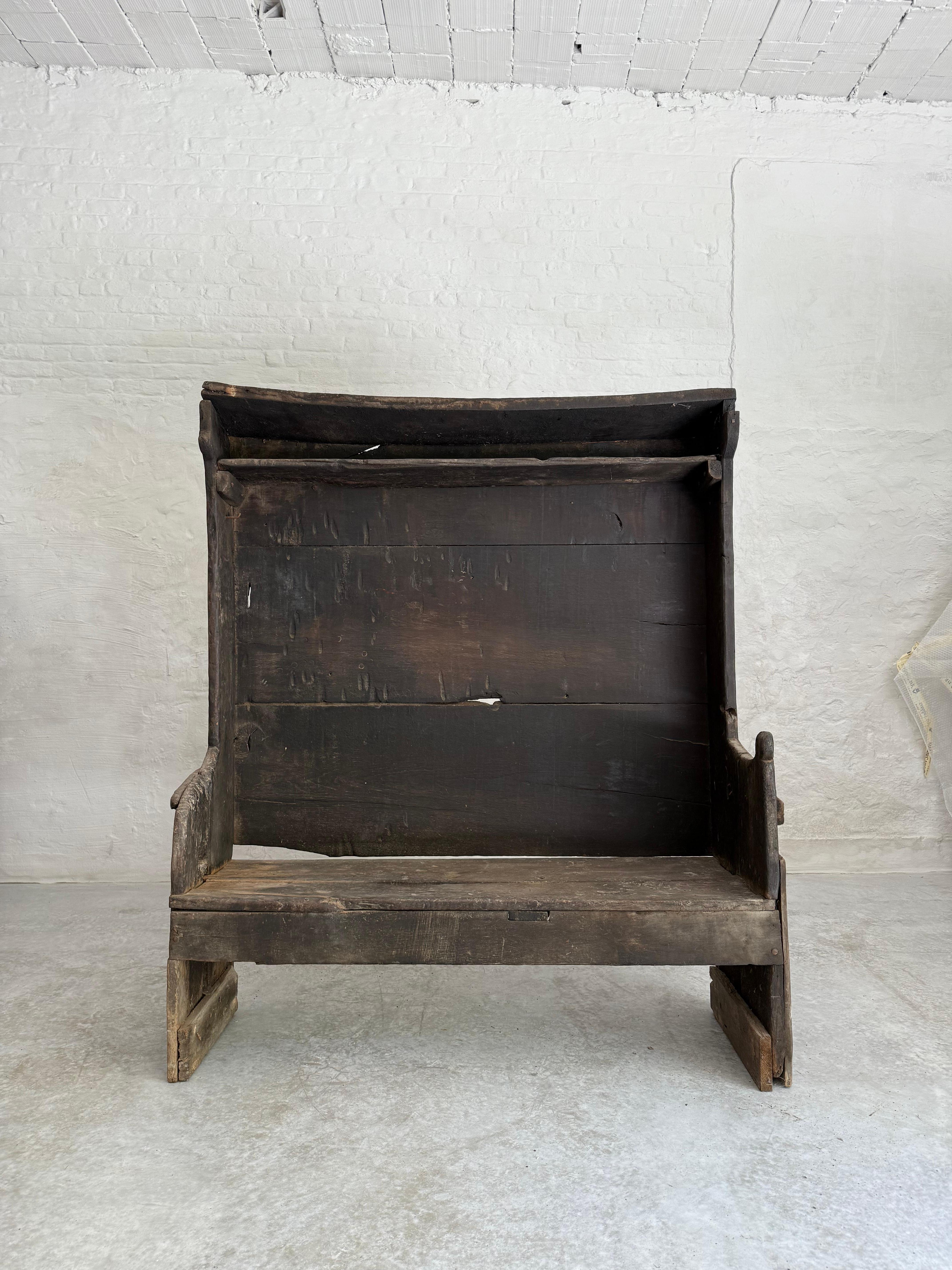 Spanish Late 18th Century Catalan High Back Bench from the Pyrenees For Sale