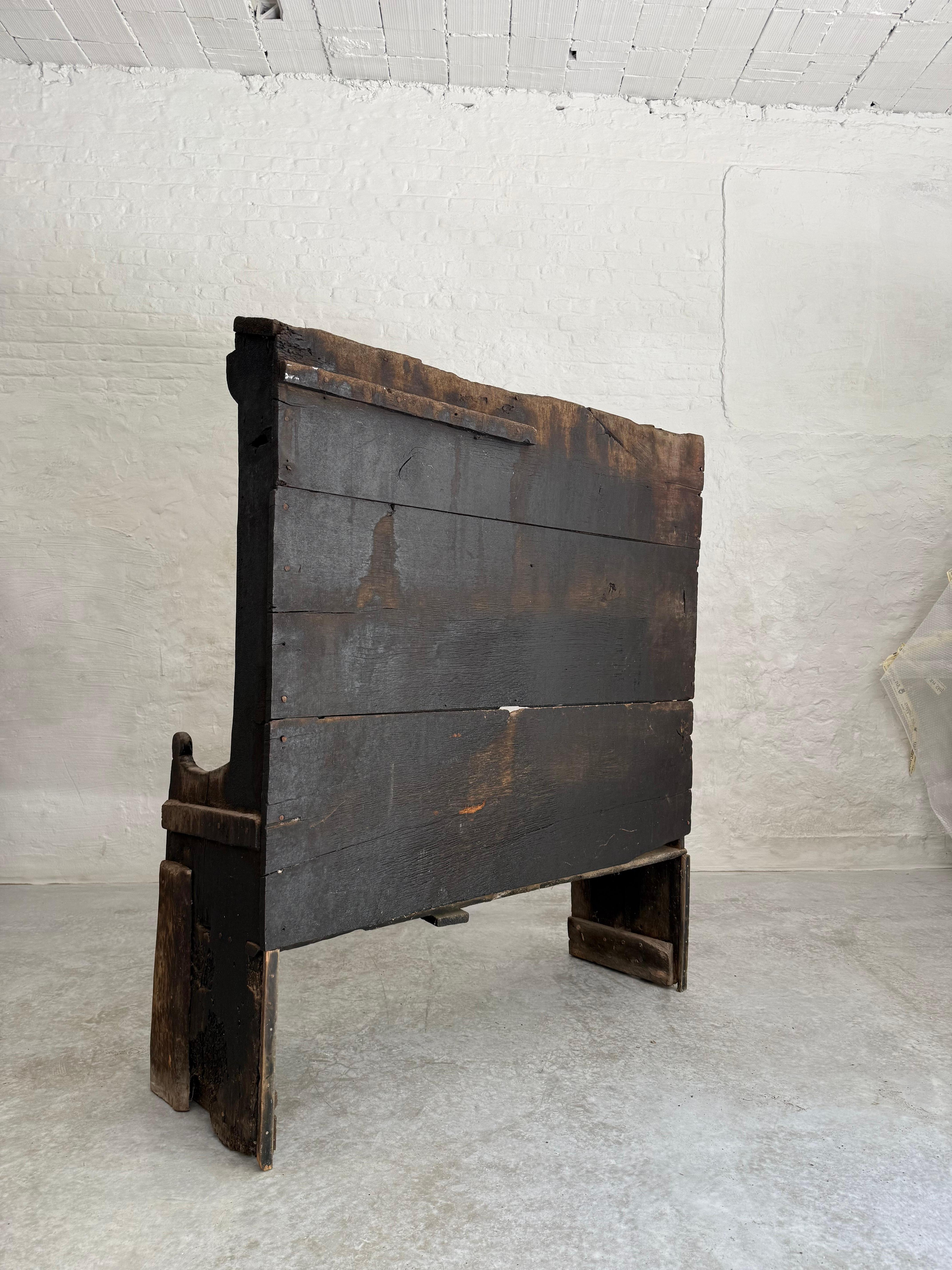 Late 18th Century Catalan High Back Bench from the Pyrenees For Sale 1