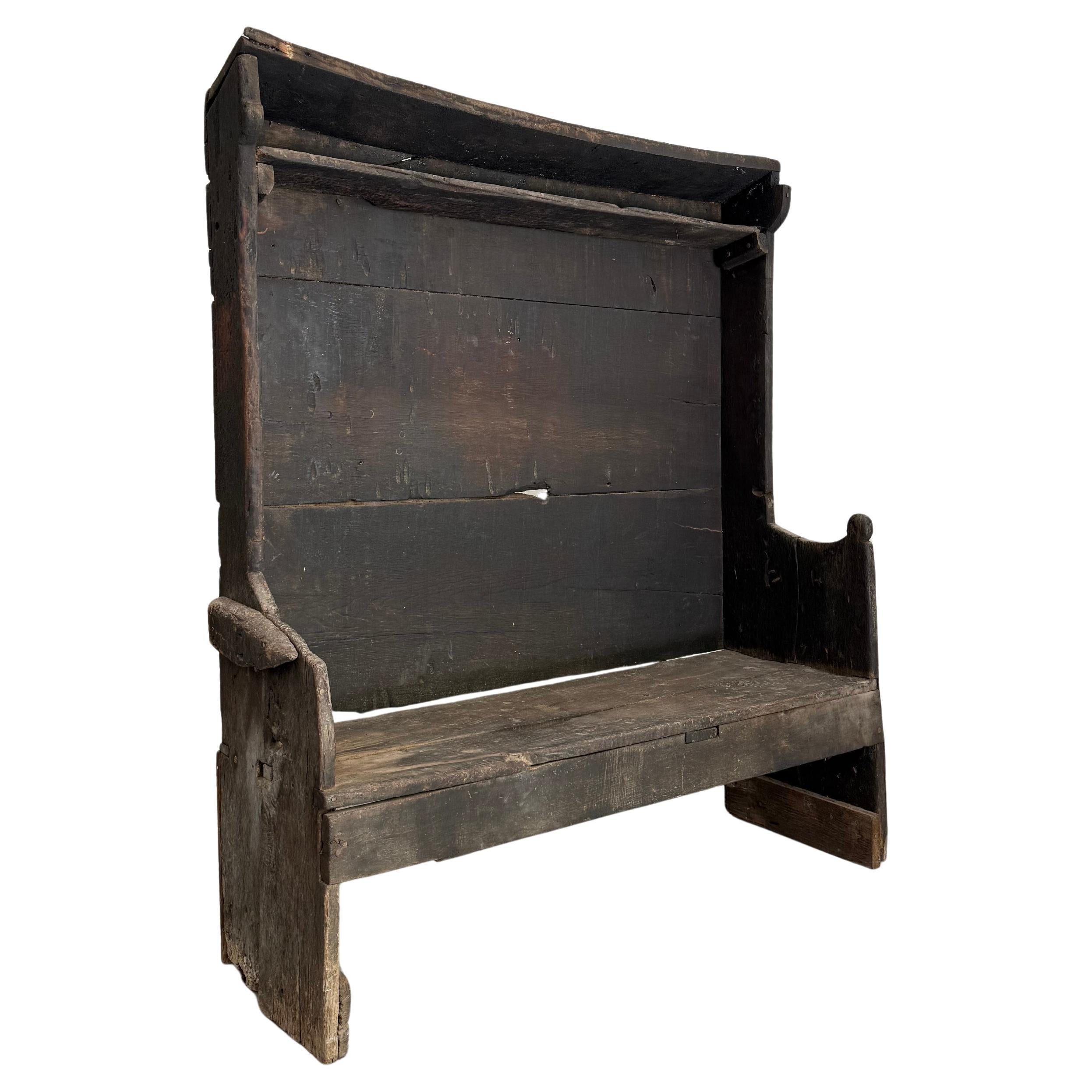 Late 18th Century Catalan High Back Bench from the Pyrenees