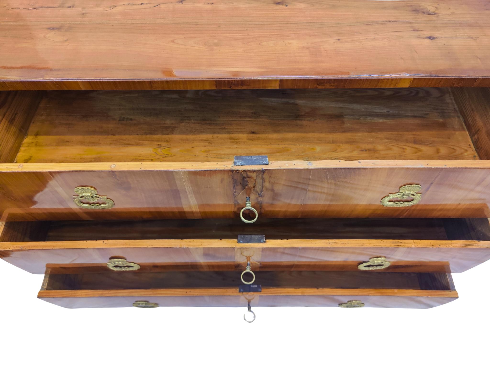 Louis XVI Late 18th Century Cherrywood Commode with Brass Mounts, circa 1790 For Sale