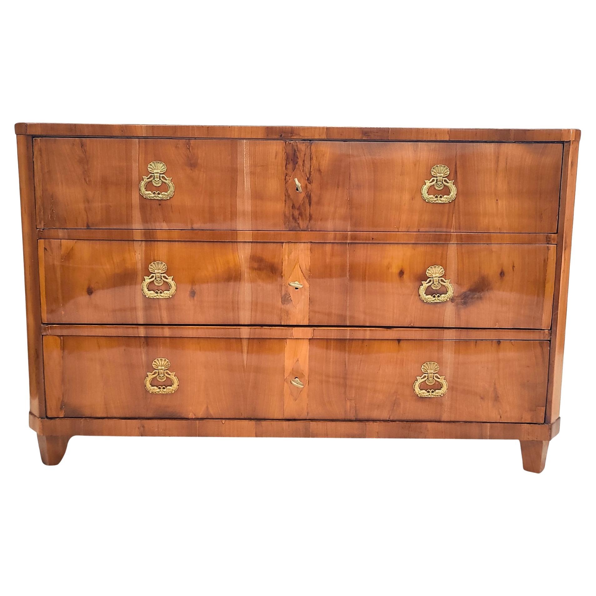 Late 18th Century Cherrywood Commode with Brass Mounts, circa 1790 For Sale