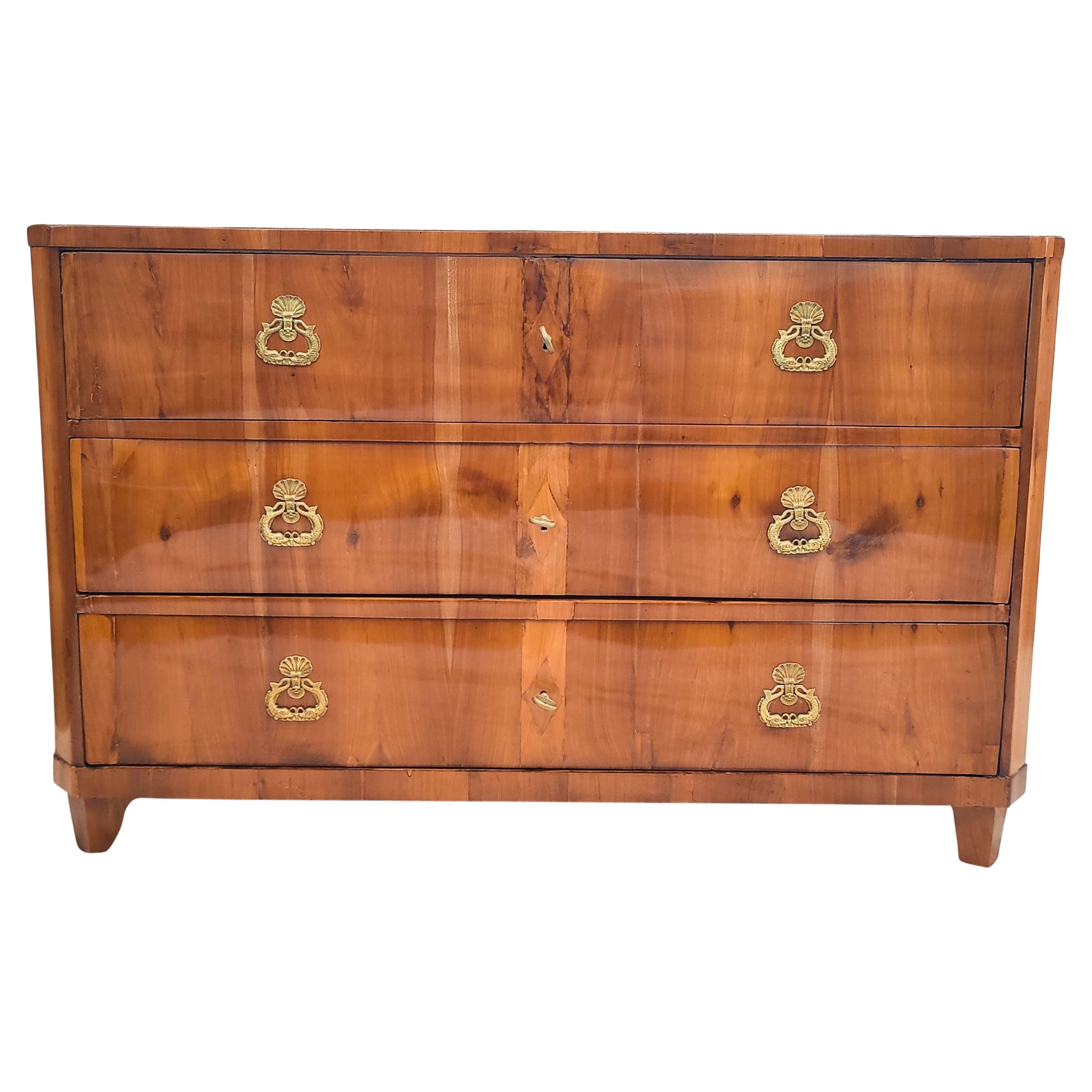 Late 18th Century Cherrywood Commode with Brass Mounts, circa 1790 For Sale