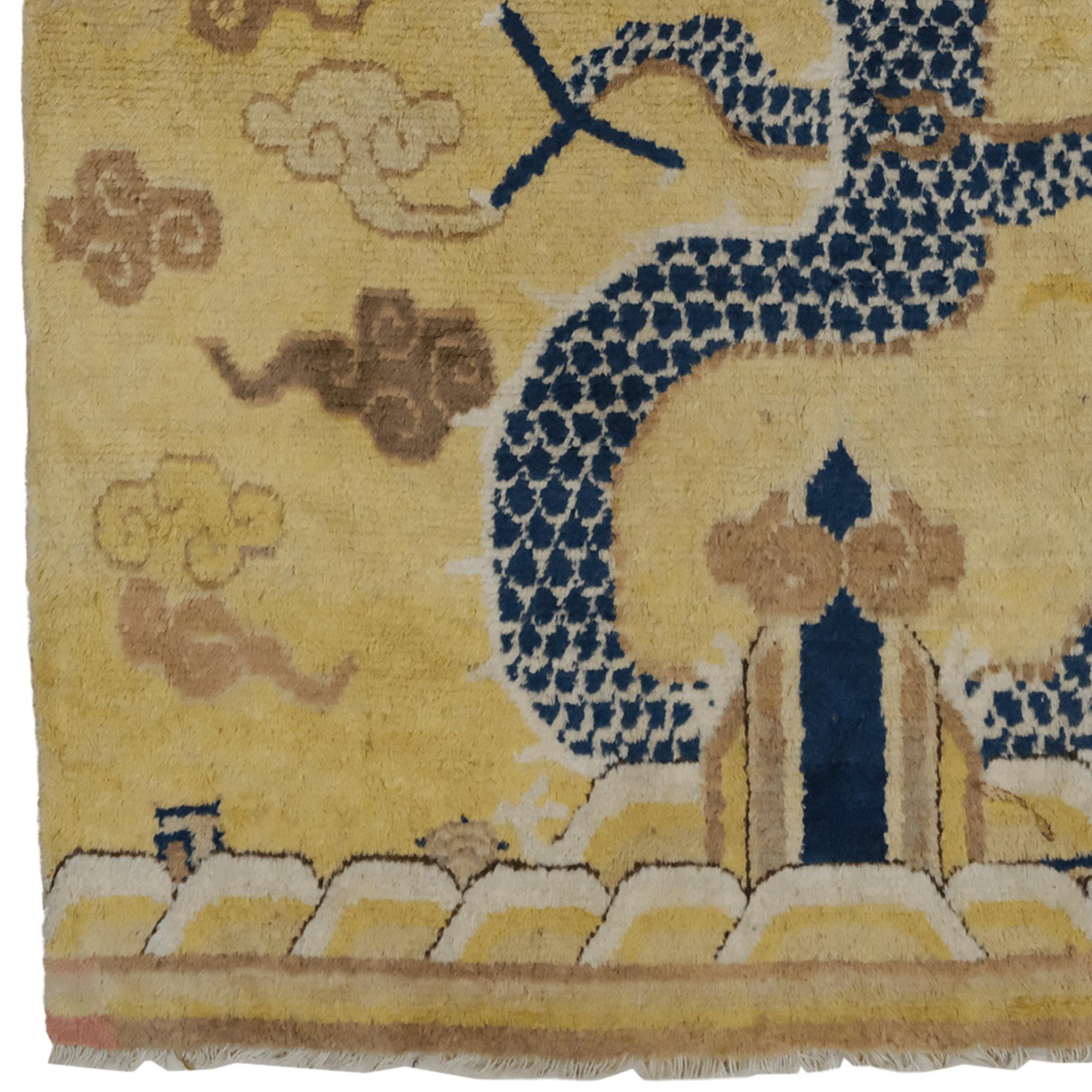 This magnificent carpet is one of the most valuable hand-woven treasures from the Ningxia region of China. Woven approximately 250 years ago, this antique work stands out as one of the most magnificent examples of traditional Chinese art.

The