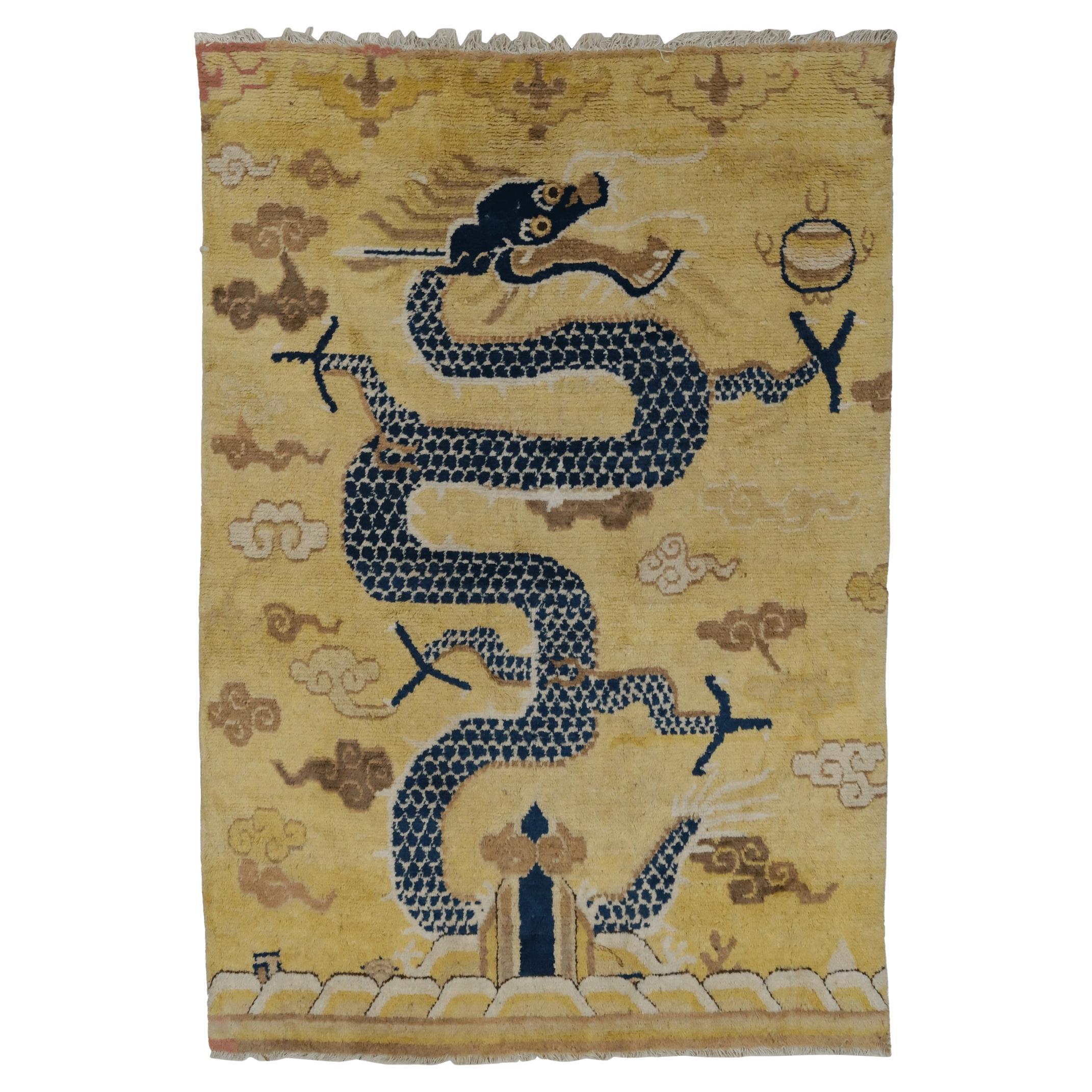 Late 18th Century Chinese Antique Ningxia Pillar Rug For Sale