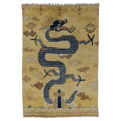 Late 18th Century Chinese Antique Ningxia Pillar Rug