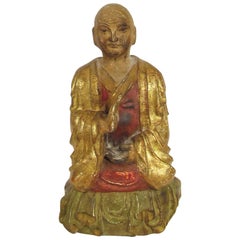 Late 18th Century Chinese Bodhisattva Sculpture in Carved and Painted Giltwood