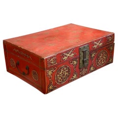 Late 18th Century Chinese Export Leather Covered Wood Trunk
