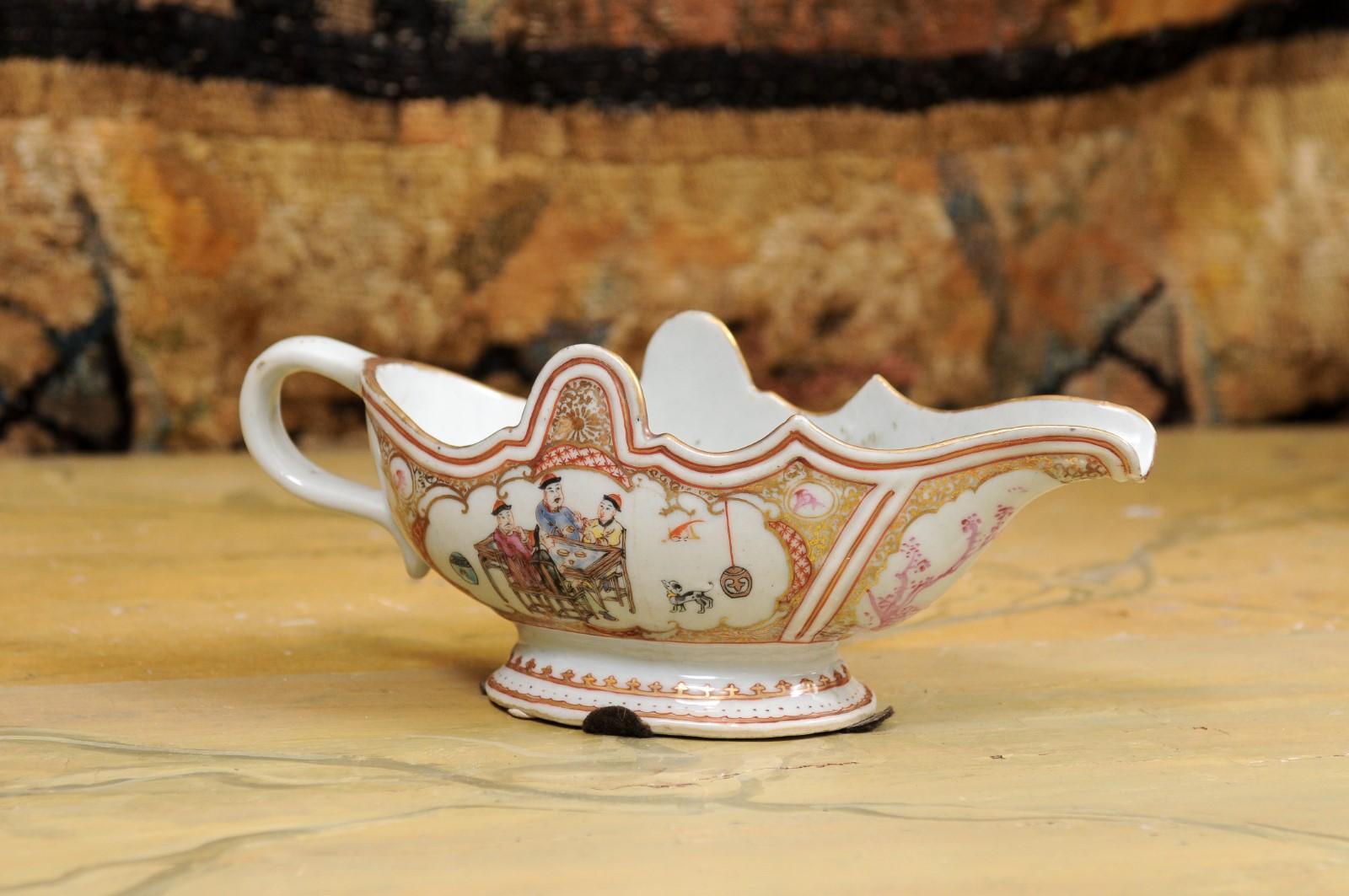  Late 18th Century Chinese Export Porcelain Sauce Boat For Sale 8