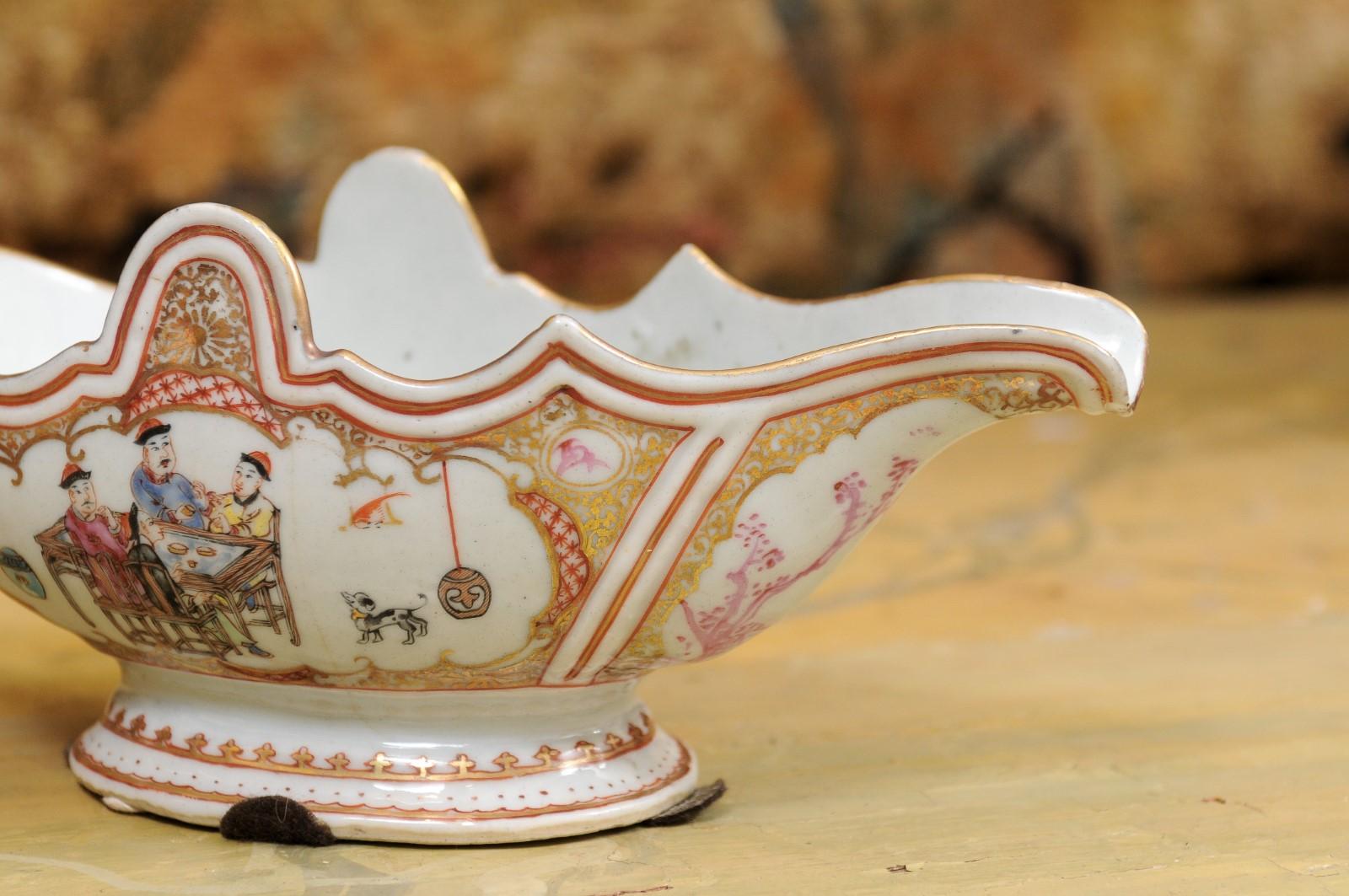  Late 18th Century Chinese Export Porcelain Sauce Boat For Sale 10