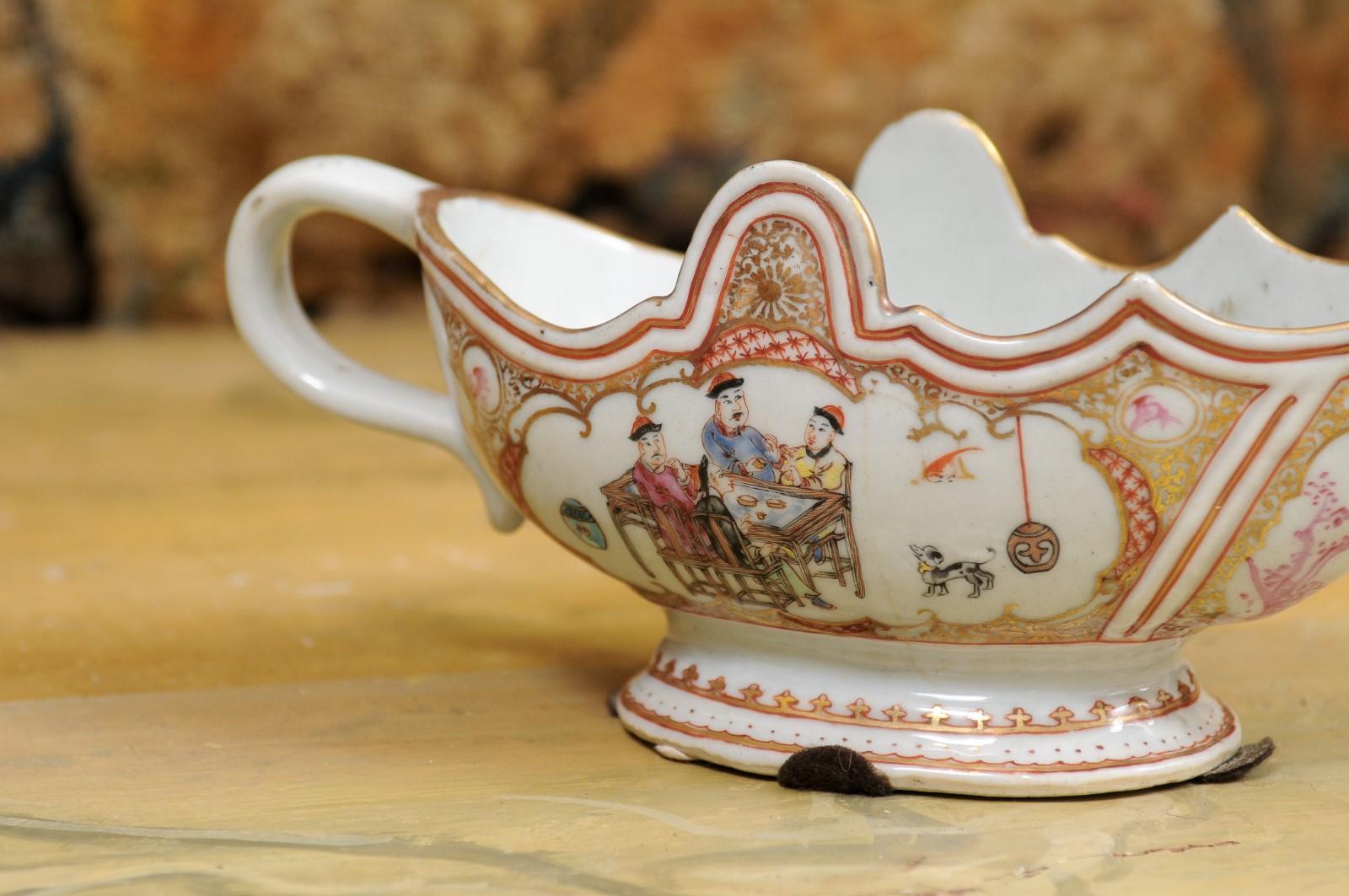  Late 18th Century Chinese Export Porcelain Sauce Boat For Sale 11