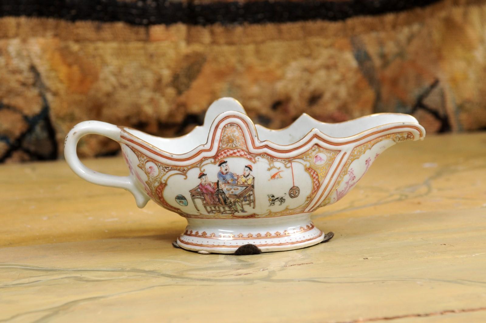  Late 18th Century Chinese Export Porcelain Sauce Boat For Sale 12