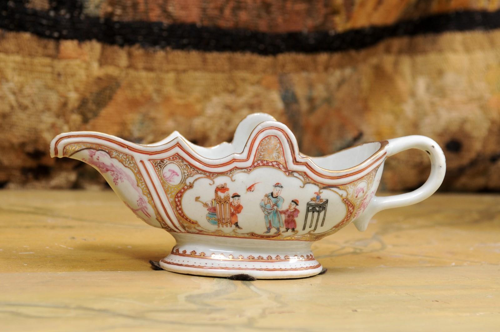  Late 18th Century Chinese Export Porcelain Sauce Boat For Sale 3
