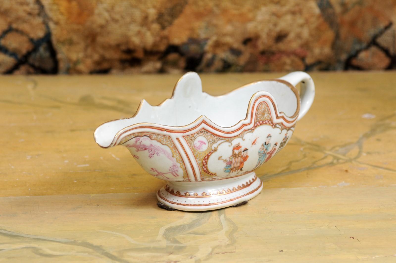  Late 18th Century Chinese Export Porcelain Sauce Boat For Sale 4