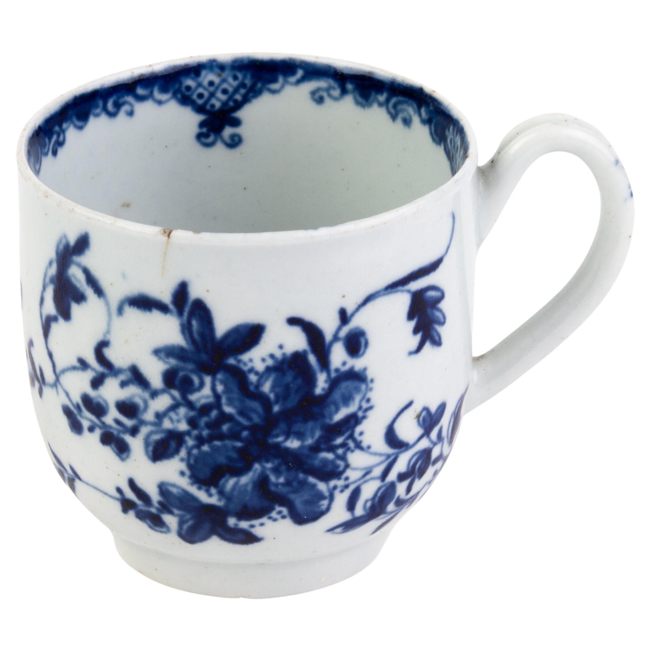 Late 18th Century Chinese Flowers Worcester Porcelain English Tea Cup For Sale