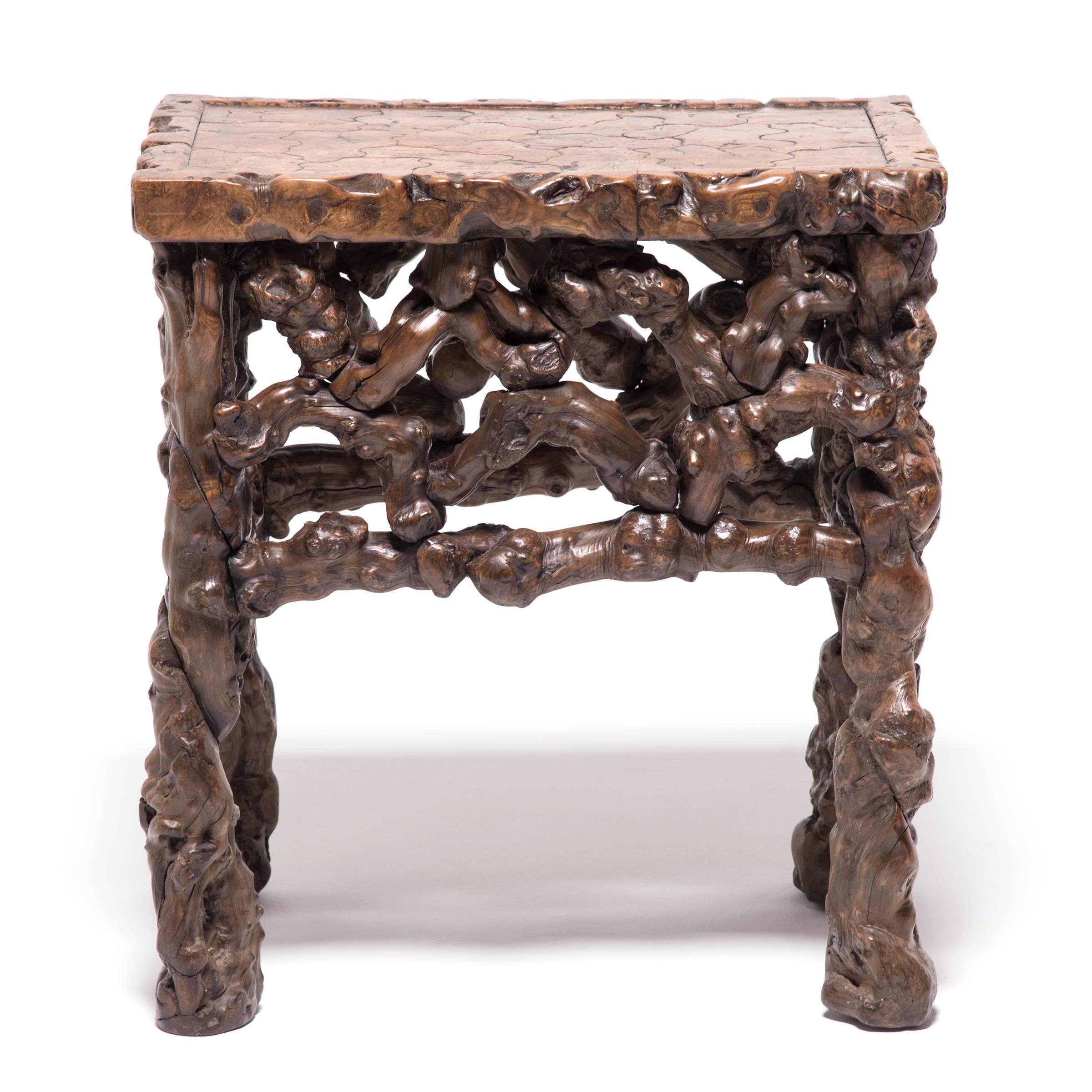 Qing Late 19th Century Chinese Rootwood Side Table