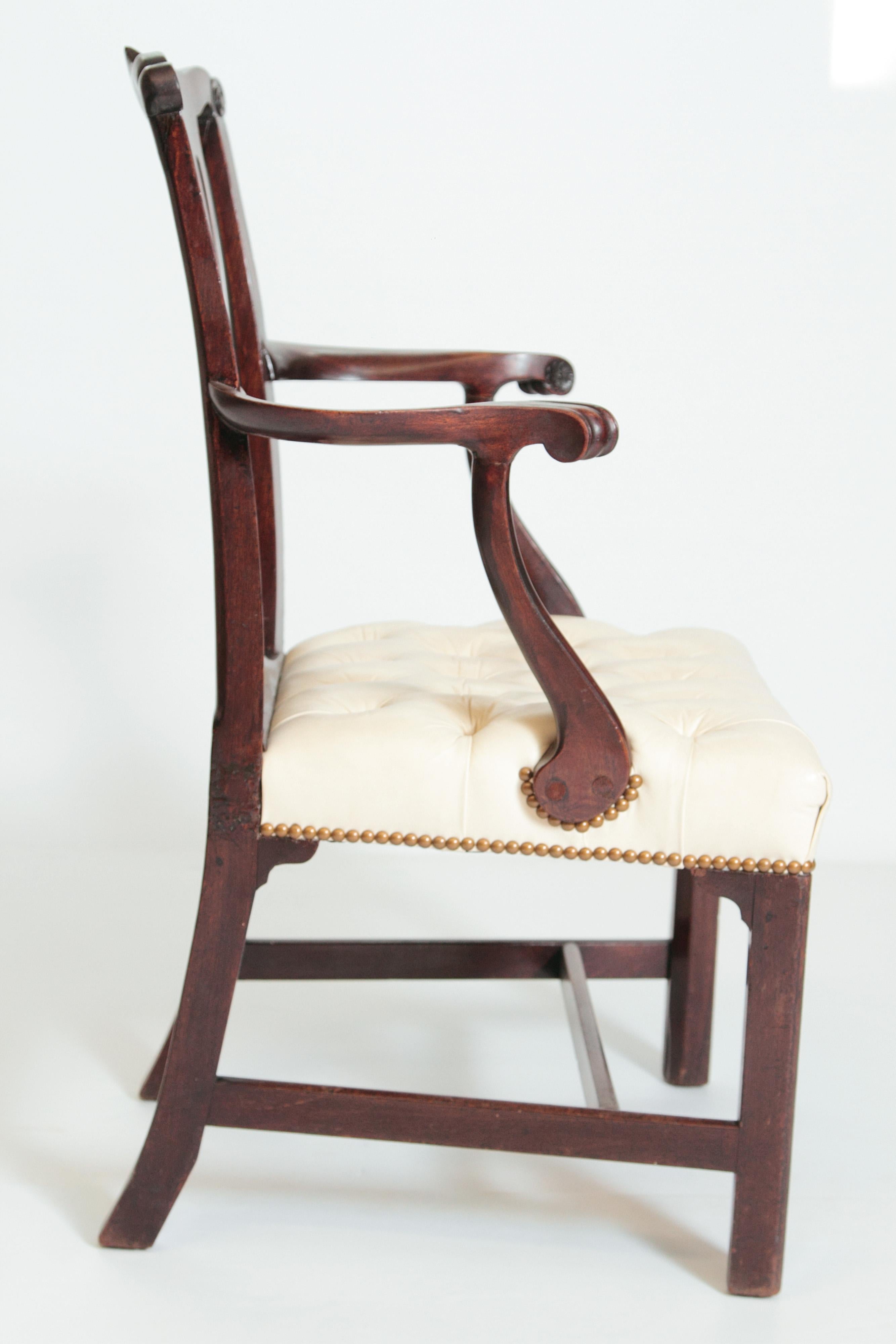 Wood Late 18th Century Chippendale Mahogany Armchair