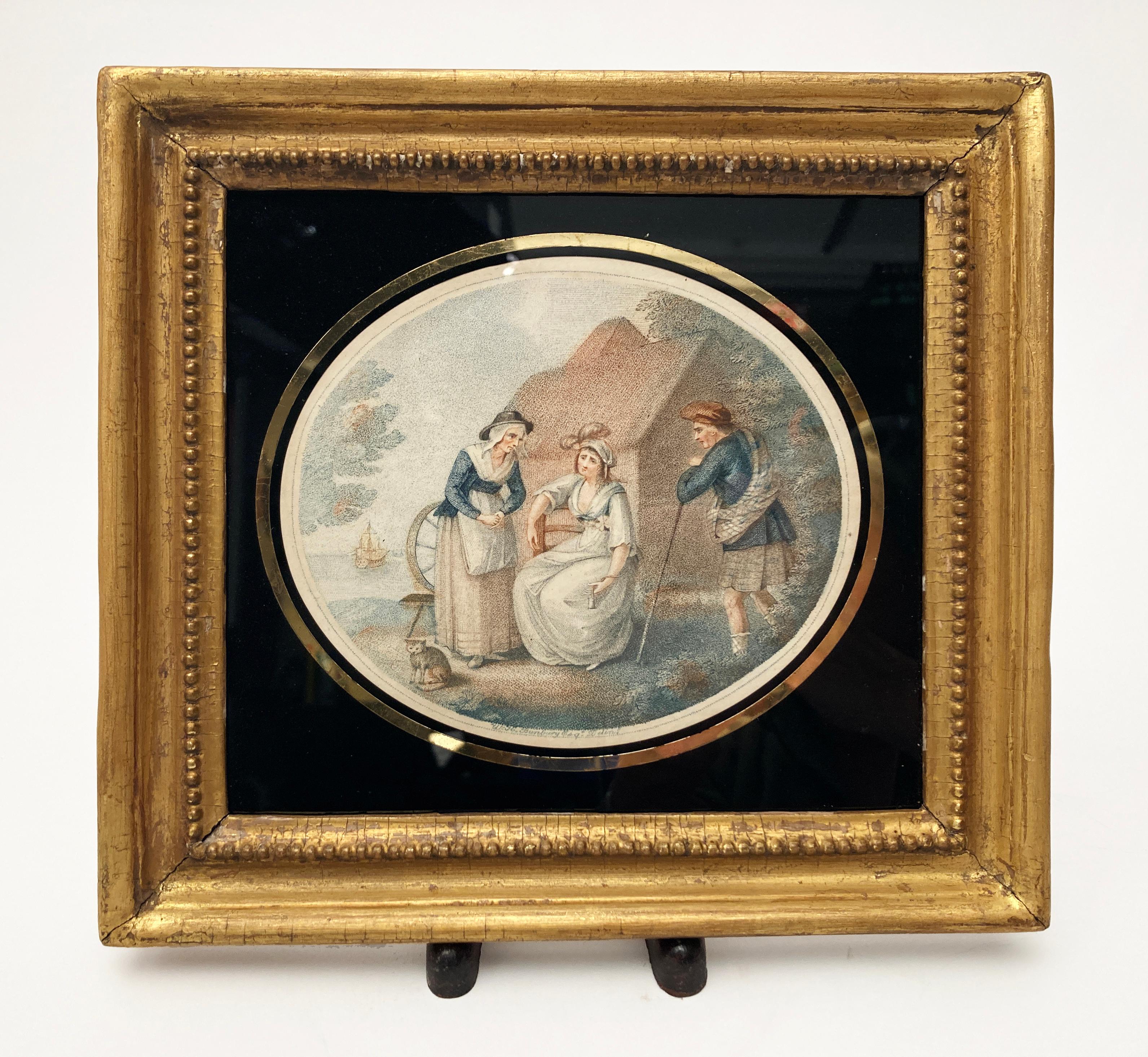 Es handelt sich um außergewöhnlich Seltene Farbdrucke nach Originalen des Künstlers Henry William Bunbury (1750-1811), die von Francesco Bartolozzi gestochen wurden. Beide Drucke wurden in der Technik des Stippings hergestellt. Diese Stücke wurden