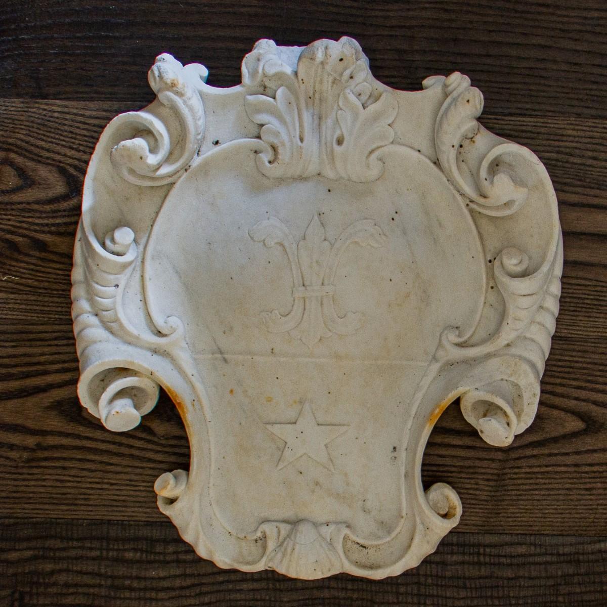 European Late 18th Century Continental Carved Marble Cartouche