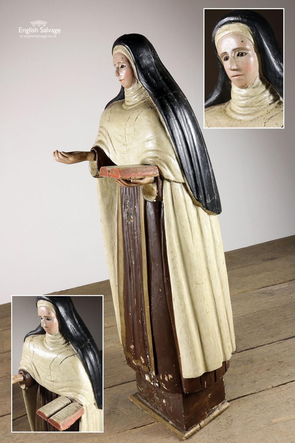 European Late 18th Century Continental Nun / Saint Statue For Sale