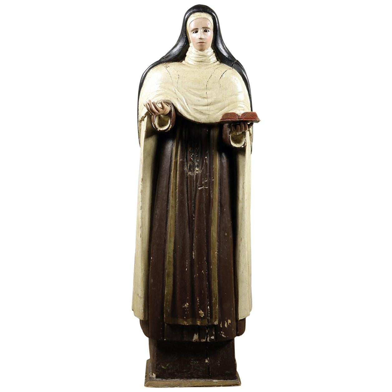 Late 18th Century Continental Nun / Saint Statue For Sale