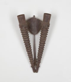 Late 18th Century Continental Wrought-Iron Double Wall Torch Holder or Flambeau