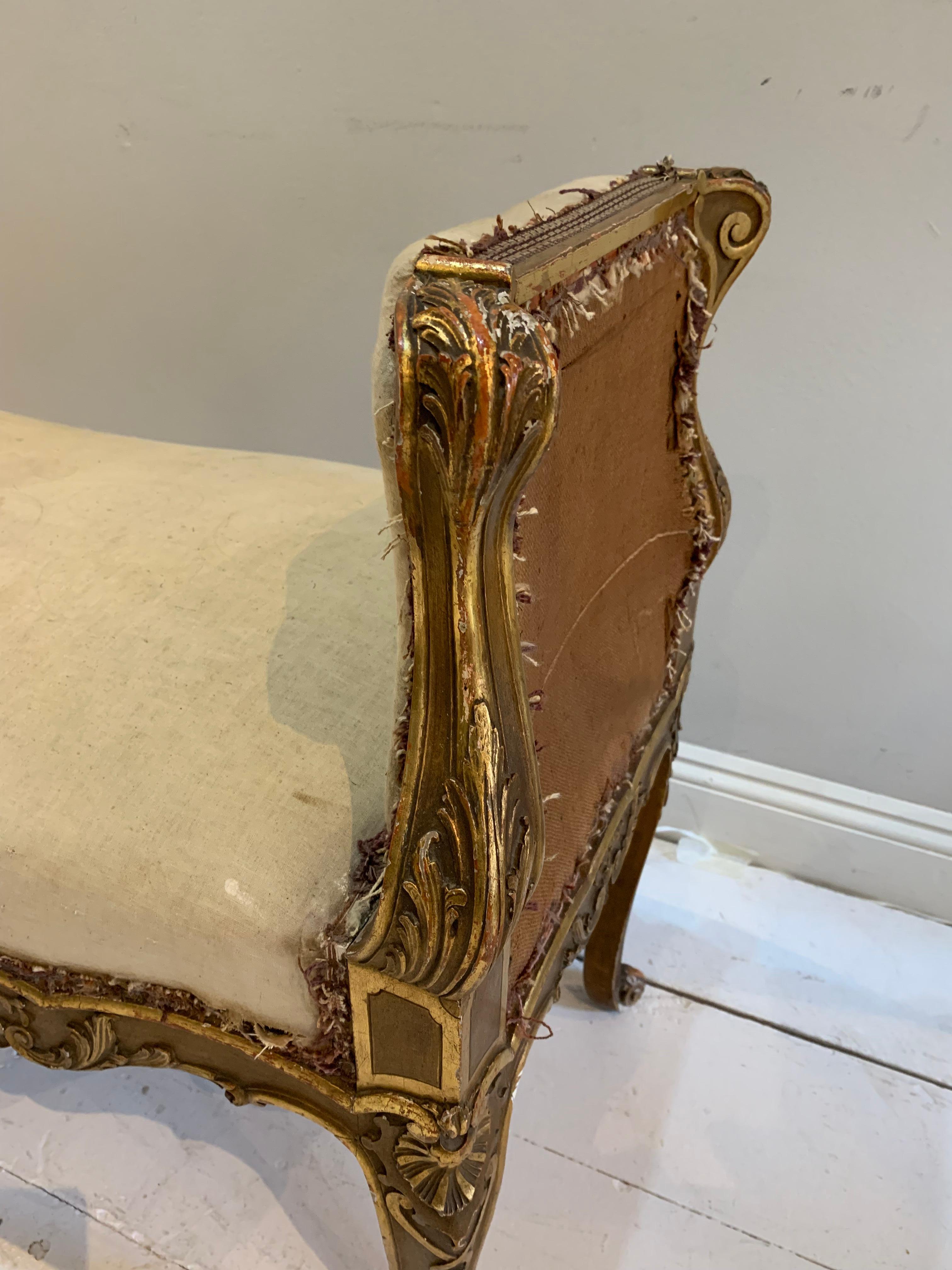 Northern Irish Late 18th Century Country House Giltwood Bench/Window Seat For Sale