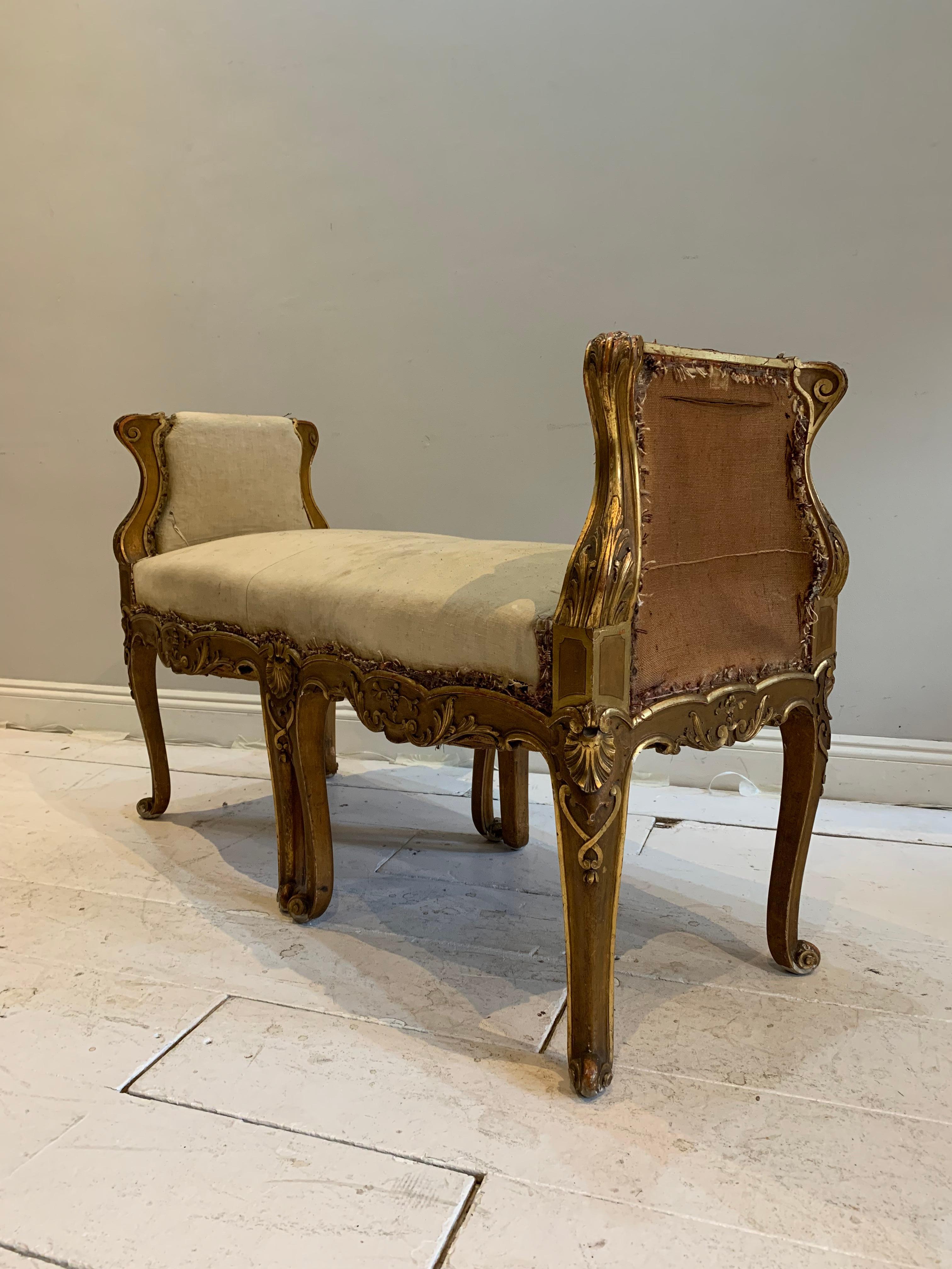 Late 18th Century Country House Giltwood Bench/Window Seat In Good Condition For Sale In London, GB